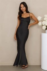 The Samara Satin Maxi Dress Black