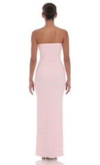 Strapless Ruffle Maxi Dress in Pink
