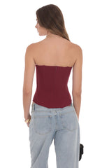 Strapless Corset Top in Maroon