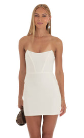 Strapless Corset Dress in White