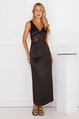 That Girl Theory Satin Maxi Dress Black