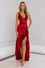 Twilight Luxe Satin Maxi Dress Maroon