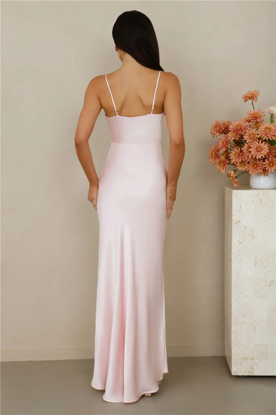 The Violetta Satin Maxi Dress Pink