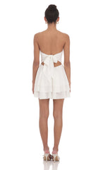 Strapless Asymmetrical Dress in White