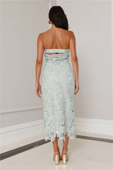 Timeless Classic Strapless Lace Maxi Dress Sage