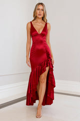 Twilight Luxe Satin Maxi Dress Maroon