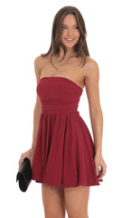 Strapless Bubble Dress in Maroon