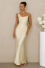 The Madeline Cowl Satin Maxi Dress Yellow