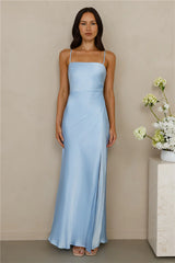 The Violetta Satin Maxi Dress Blue