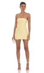 Strapless Sequin Butterfly Bodycon Dress in Yellow