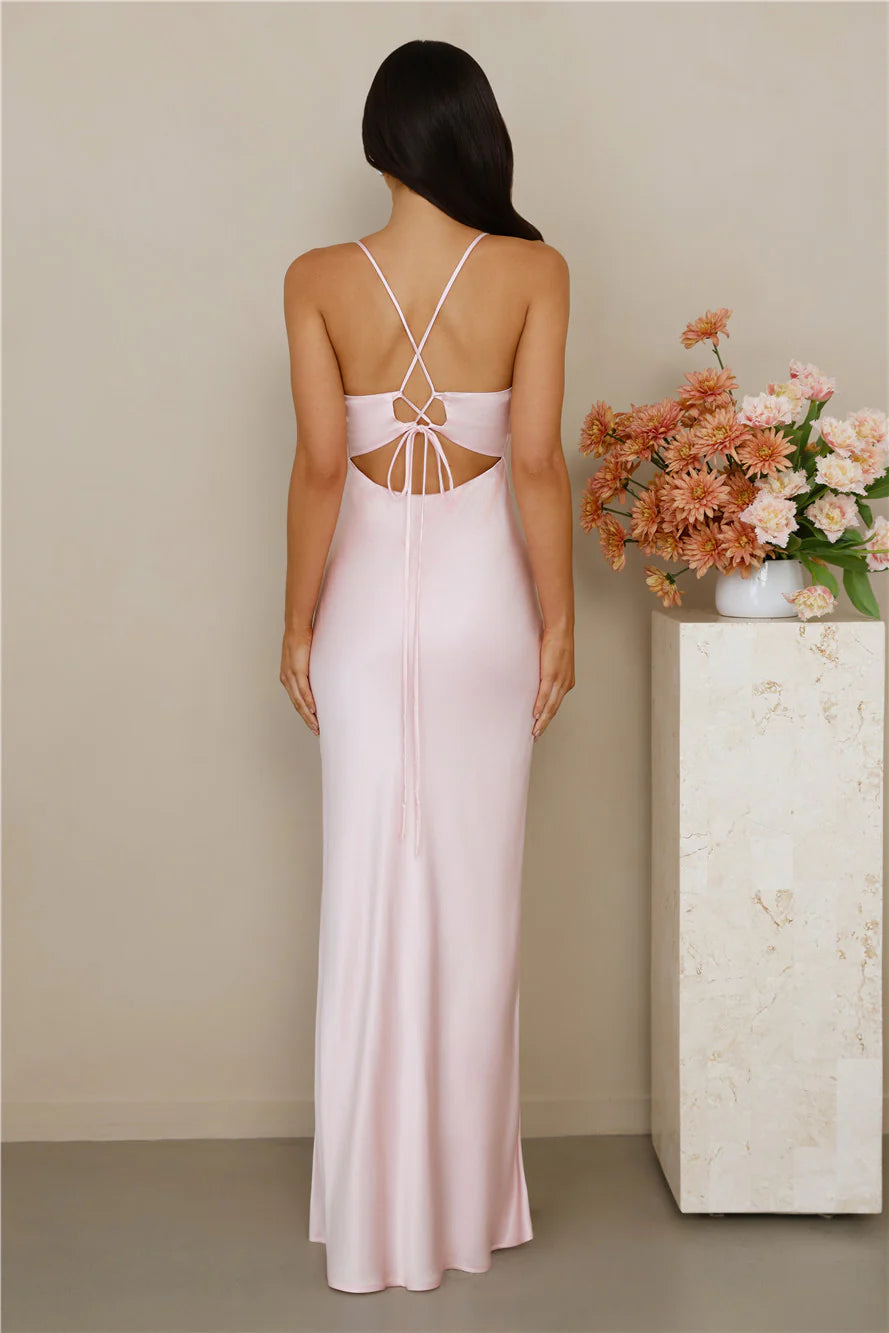 The Sophia Satin Maxi Dress Pink