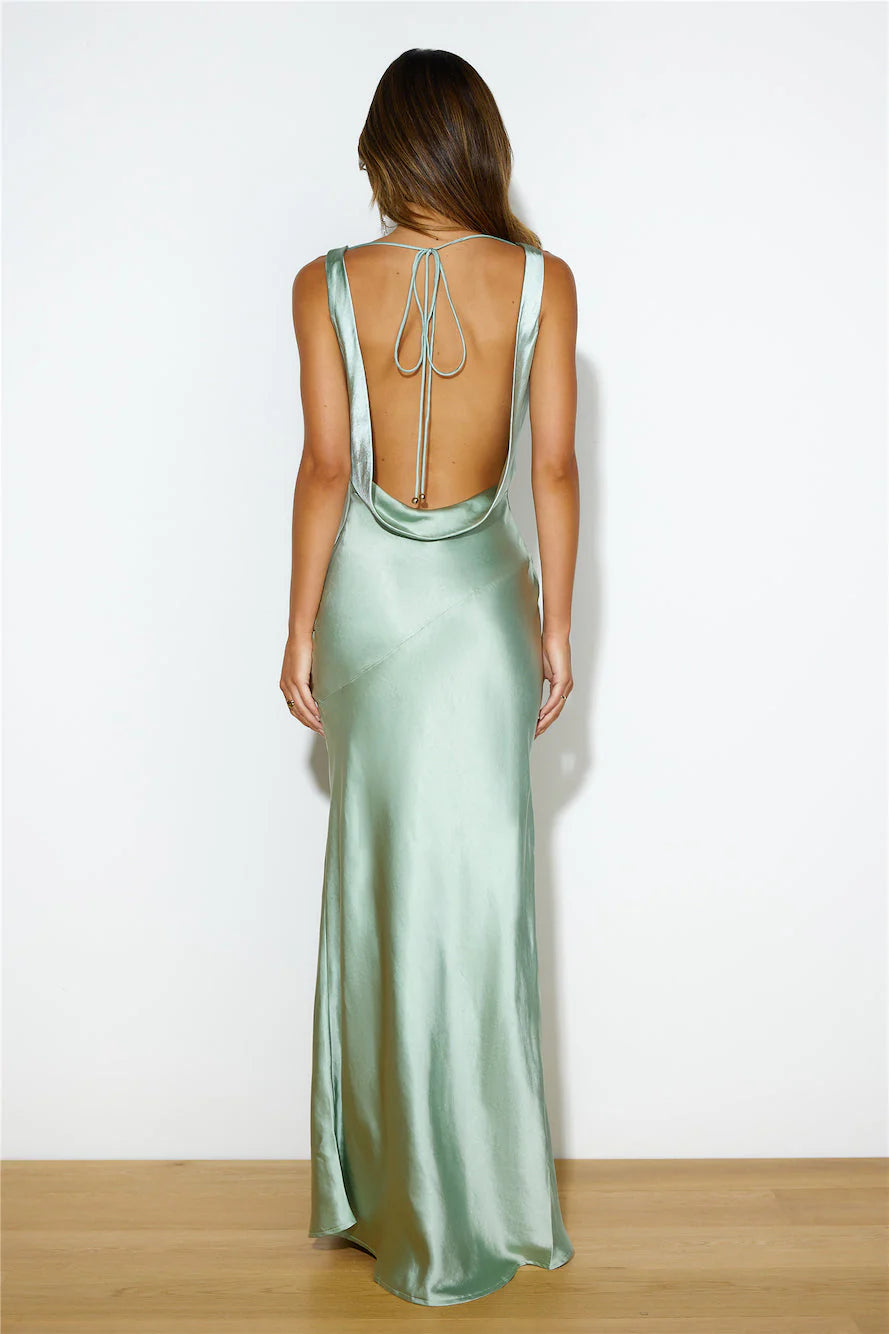 Special Guest Satin Maxi Dress Sage