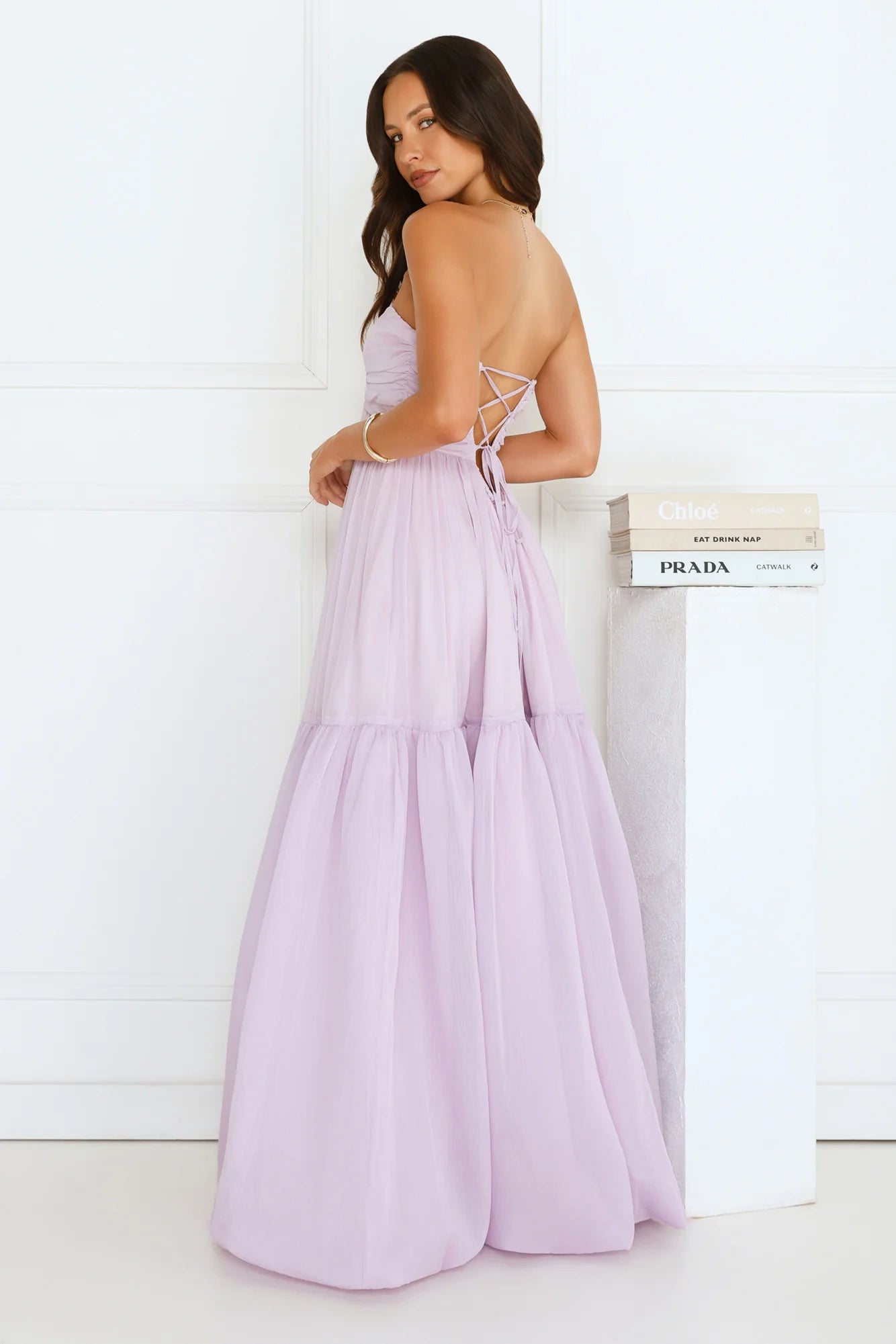 Unforgettable Style Strapless Maxi Dress Lilac
