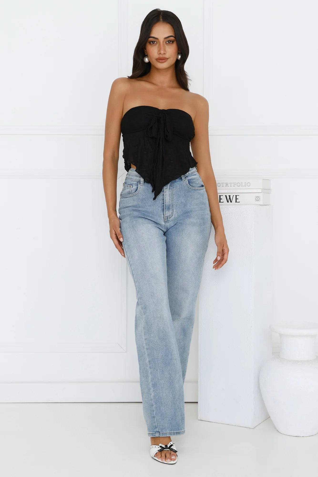 Sweet Berry Strapless Crop Top Black