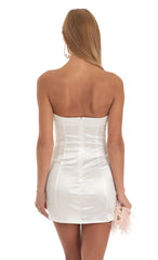 Strapless Satin Dress in White