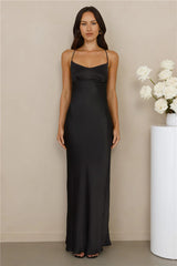 The Samara Satin Maxi Dress Black